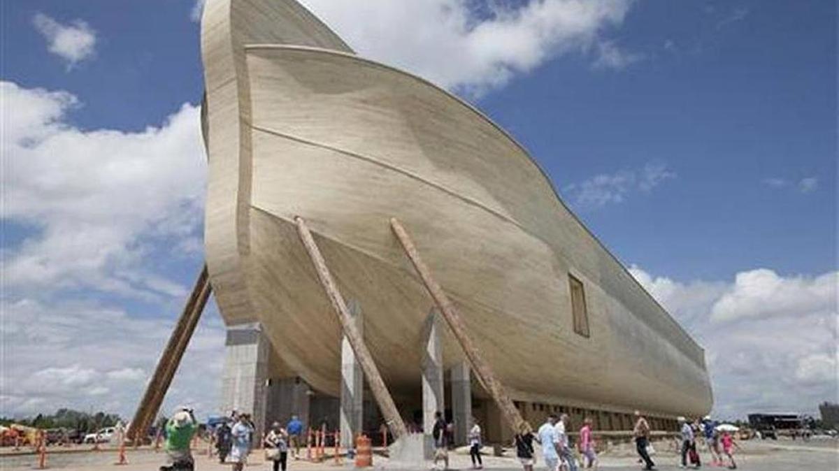 The Ark Encounter theme park near Williamstown features what creators say is a life-size depiction of the boat that Noah and his family would have traveled on during a biblical flood, including dinosaurs that they claim existed at the time.