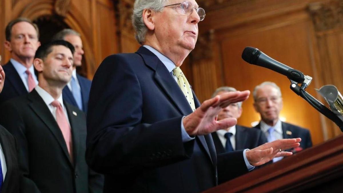 Senate Majority Leader Mitch McConnell of Kentucky talks Sept. 27 about Republican plans for tax reform.