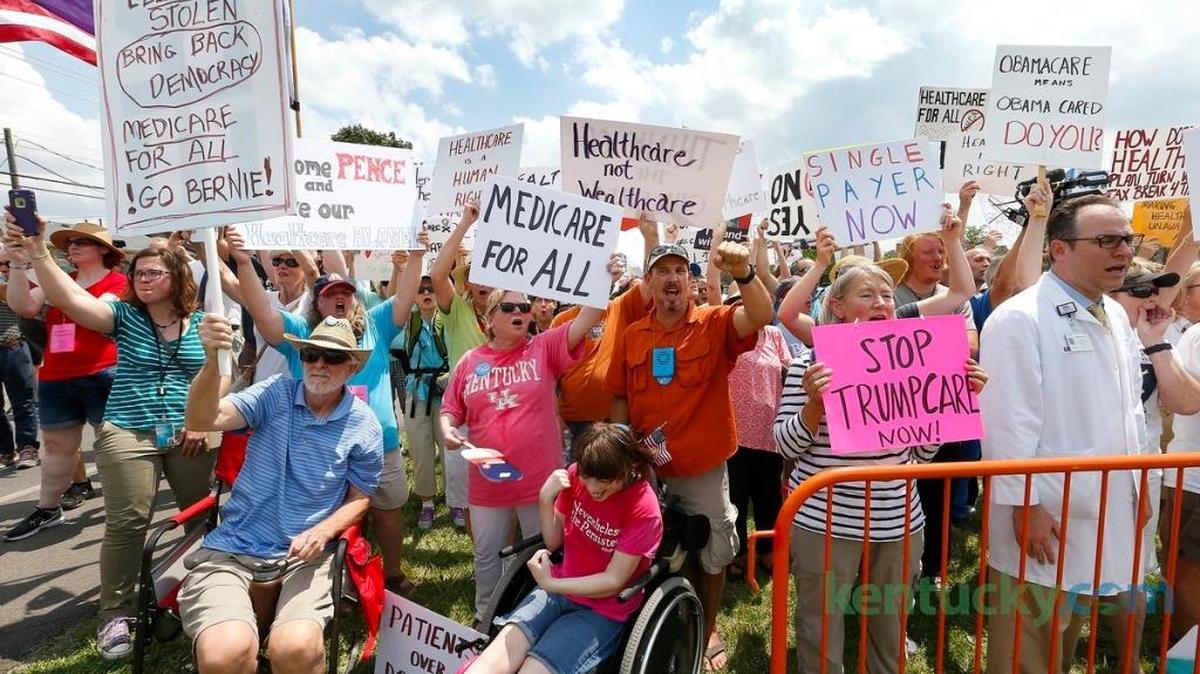 Protestors greeted Vice President Mike Pence when he was in Lexington last week to push for repeal of the Affordable Care Act.