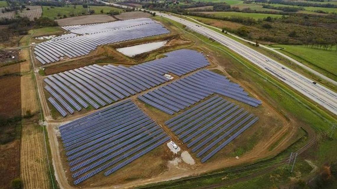 Cooperative Solar Farm One, a 60-acre solar energy farm located at the East Kentucky Power Cooperative in Winchester. The farm is made up of 32,300 panels, each expected to produce as much as 50 kilowatt hours of energy monthly.