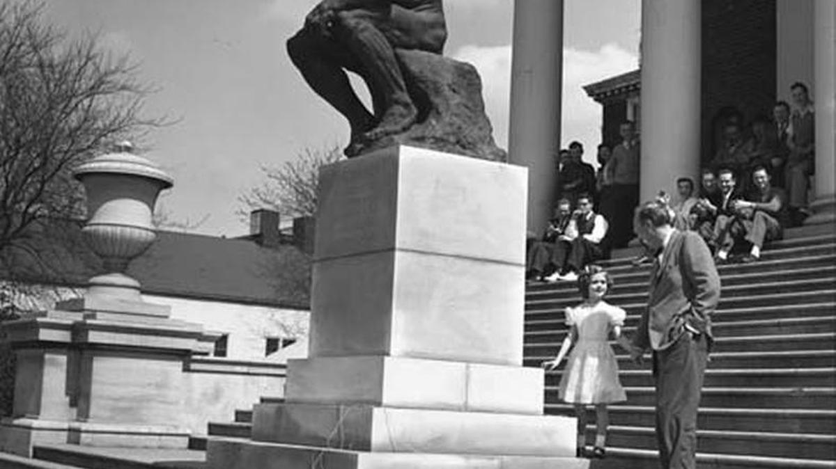 August Rodin’s The Thinker outside the University of Louisville’s Grawemeyer Hall