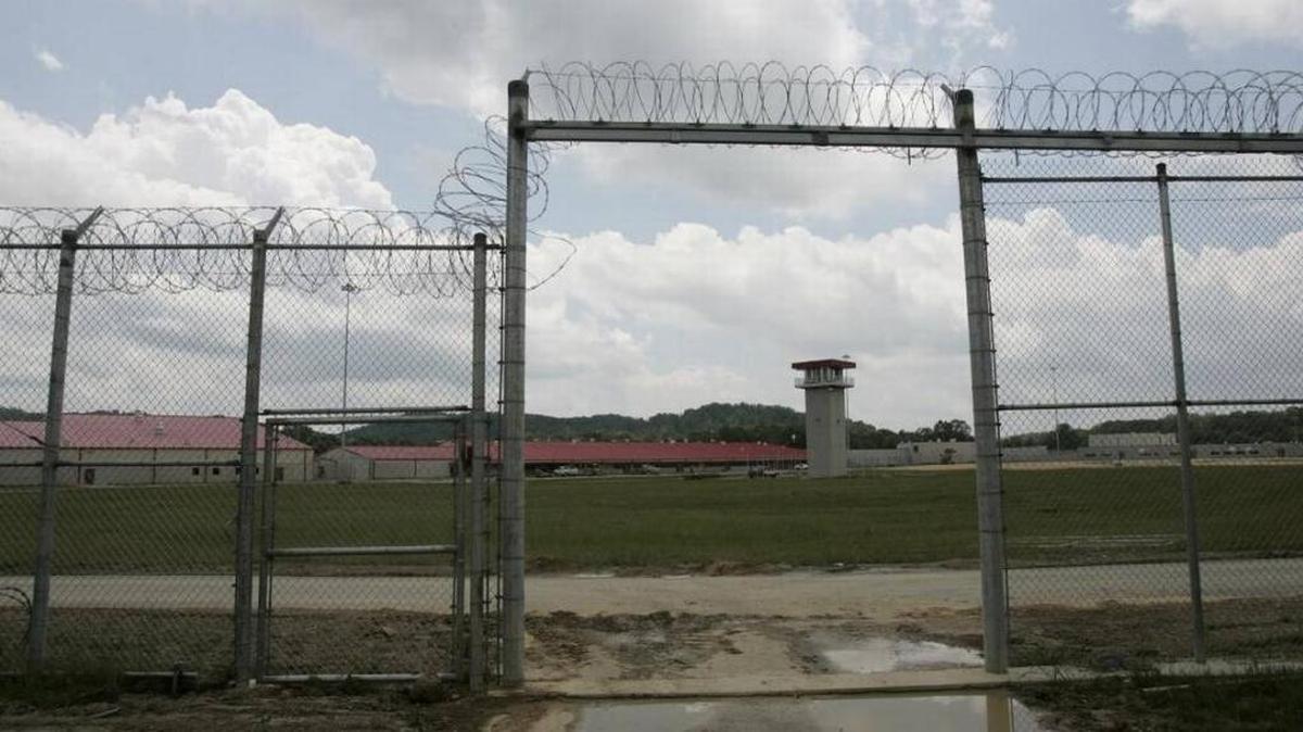 The view coming out to the yard from the cell blocks at the Little Sandy Correctional Complex near Sandy Hook on July 7, 2004.