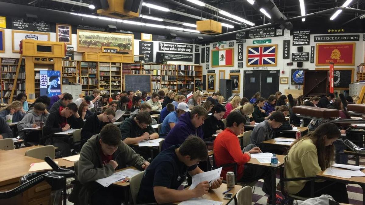 A group of students took a mock AP language exam on a Saturday at Bowling Green High School.