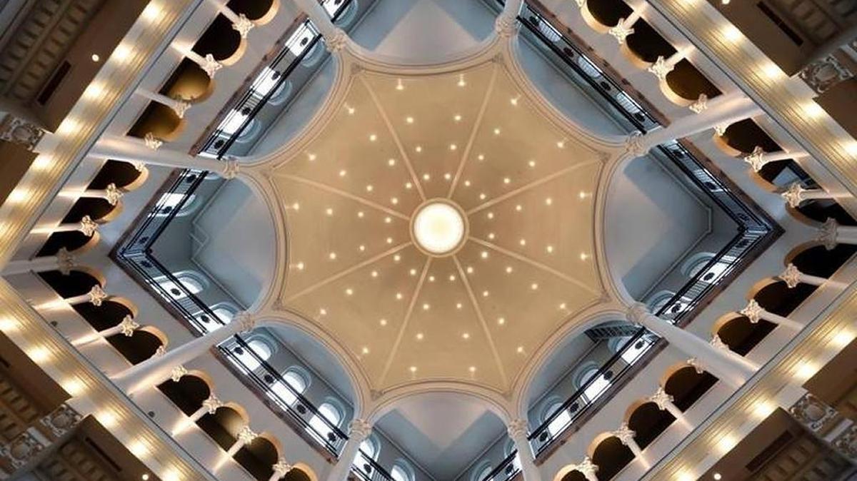 A view of the top of the historic courthouse dome