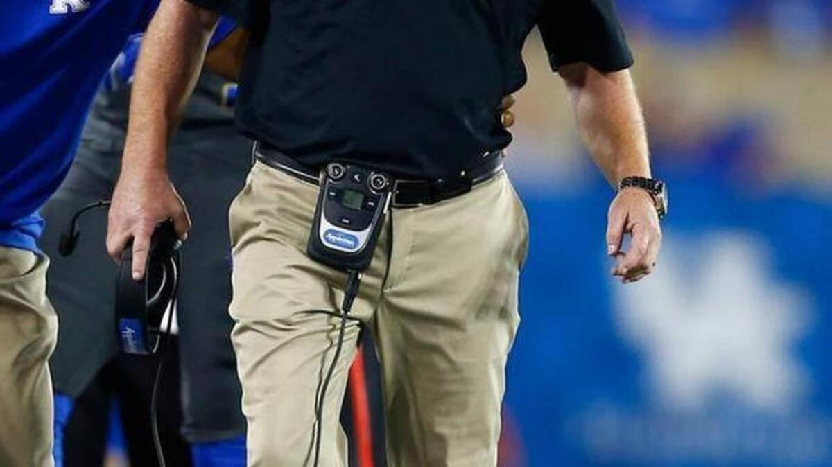 University of Kentucky football coach Mark Stoops yelled from the sidelines during Saturday’s game against the University of Florida.