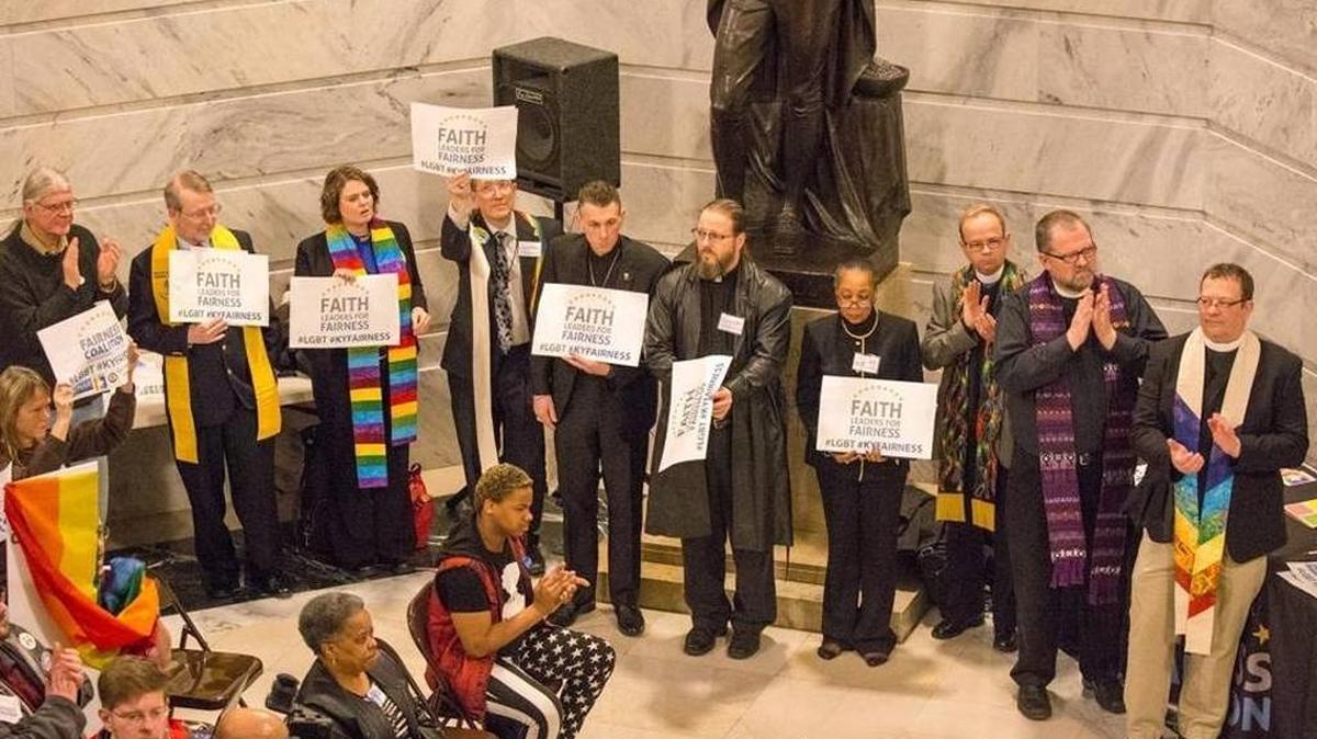 Clergy from several churches attended a rally for a statewide fairness law in the Capitol on Feb. 17.