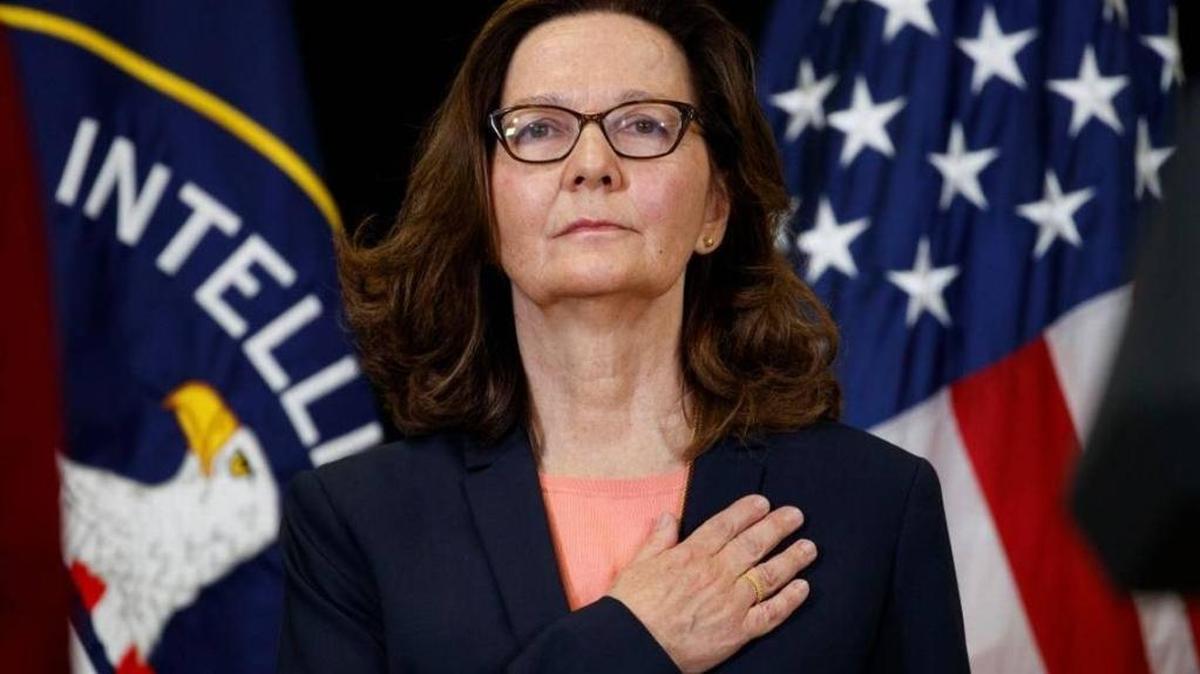 Central Intelligence Agency director Gina Haspel stood for the national anthem during her swearing-in ceremony on May 21.