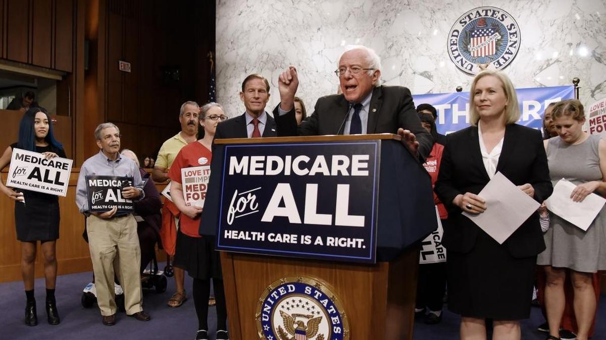 Sen. Bernie Sanders held a press conference on a “Medicare for All” health care bill on Sept. 13 on Capitol Hill.