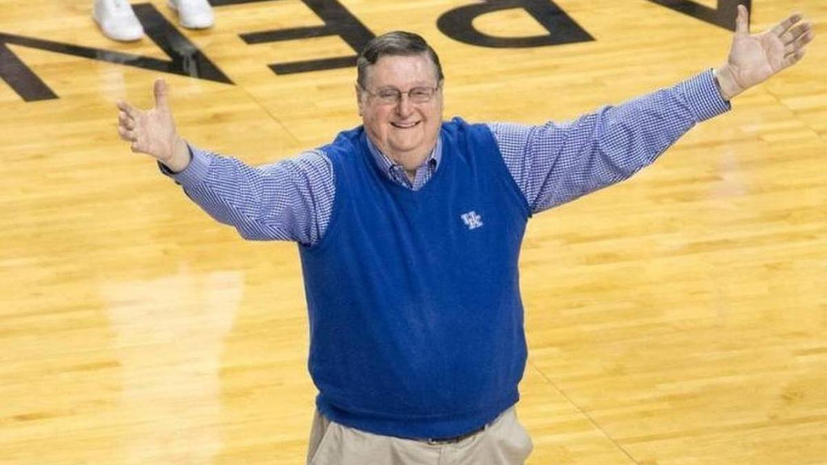 Former University of Kentucky basketball coach Joe B. Hall was the Y as the cheerleaders spelled Kentucky during a game in Rupp Arena.