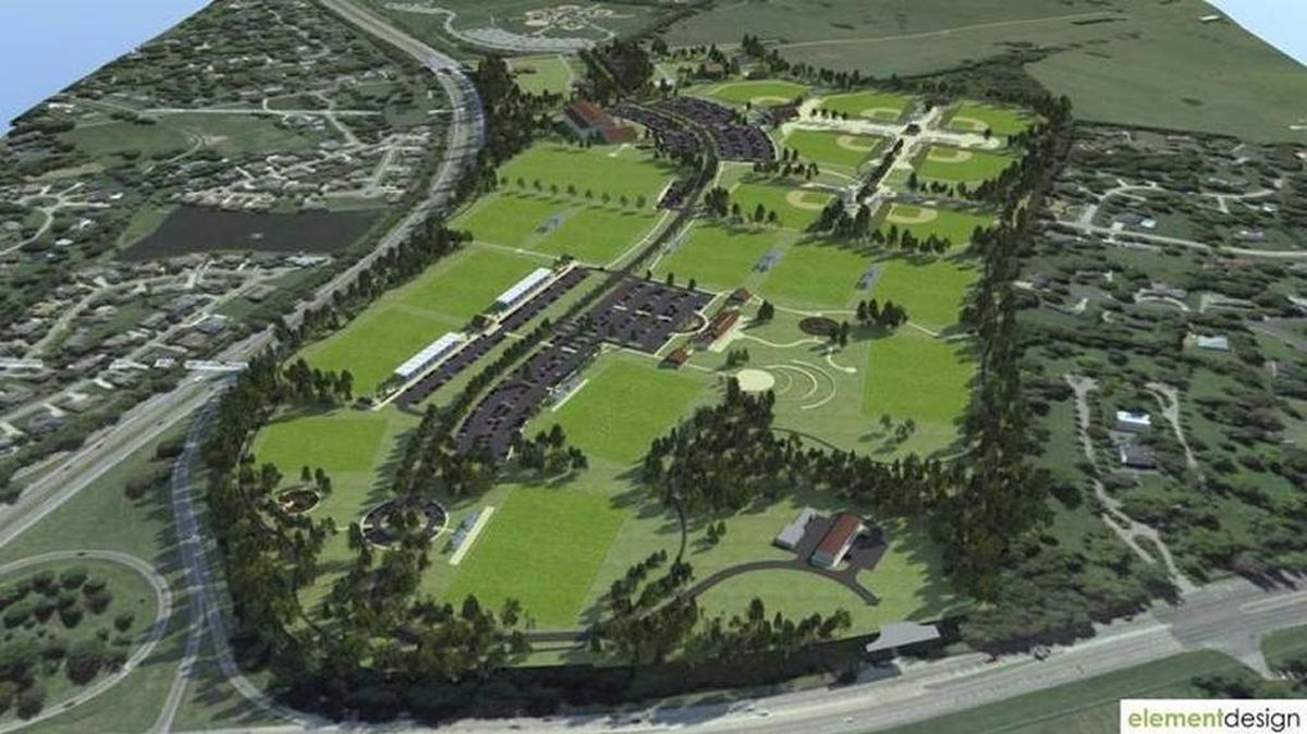 This is a rendering of the youth sports complex once proposed off Parkers Mill Road.