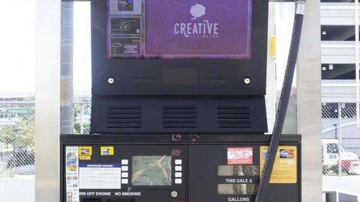 Some area gas stations display videos showcasing individuals and businesses around Lexington.