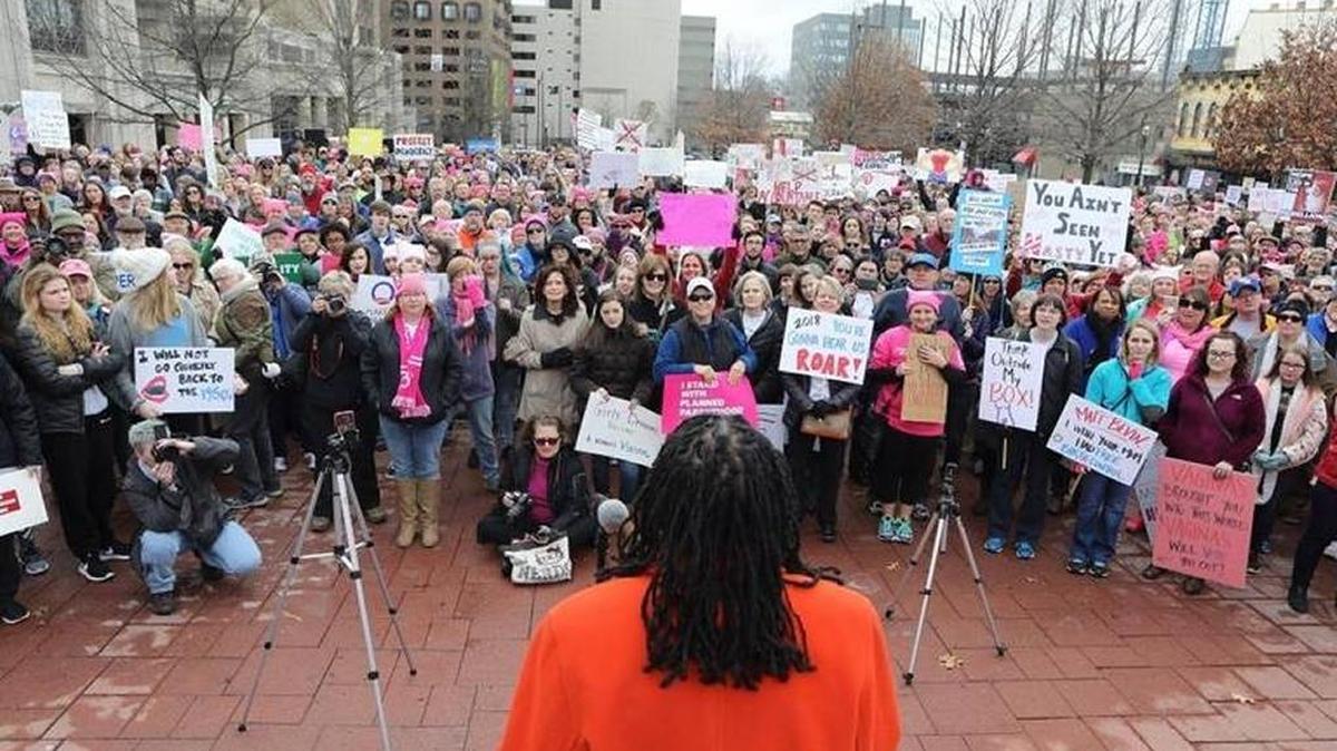 Rep. Attica Scott, D-Louisville, addressed the NOW Women’s March Anniversary Rally in downtown Lexington Jan. 20.