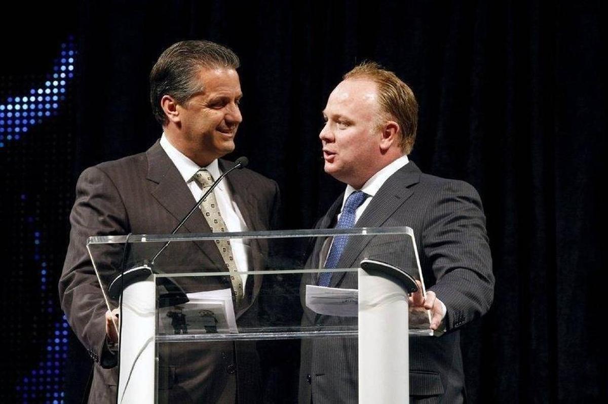 Kentucky football has developed a list of potential successors for Wildcats head football coach Mark Stoops, right, that would likely meet with more acceptance from UK fans than the realistic list of potential successors for Cats’ men’s basketball head man John Calipari, left.