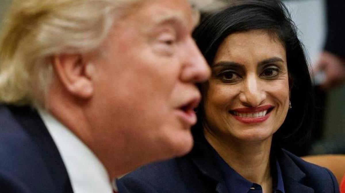 Seema Verma, the administrator of the Centers for Medicare and Medicaid Services, listened as President Donald Trump spoke in March at the White House. The Trump administration is offering a path for states that want to seek work requirements for Medicaid recipients. Kentucky became the first state to impose the new rules.