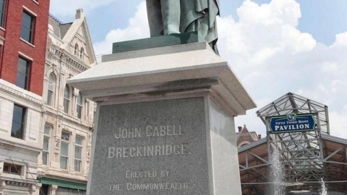 John C. Breckinridge, whose statue is in Cheapside Park, lost both his hometown of Lexington and native Kentucky when he ran for U.S. president in 1860. He went on to become a Confederate general and secretary of war.
