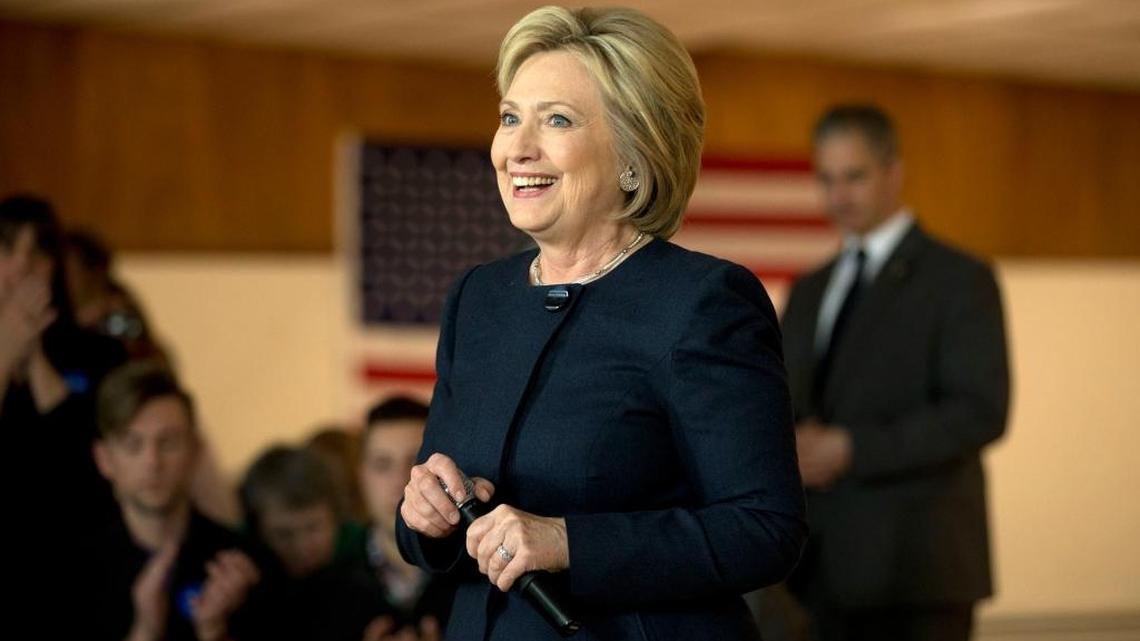 Democratic presidential candidate Hillary Clinton spoke at a Wednesday campaign event at Adel Family Fun Center in Adel, Iowa.