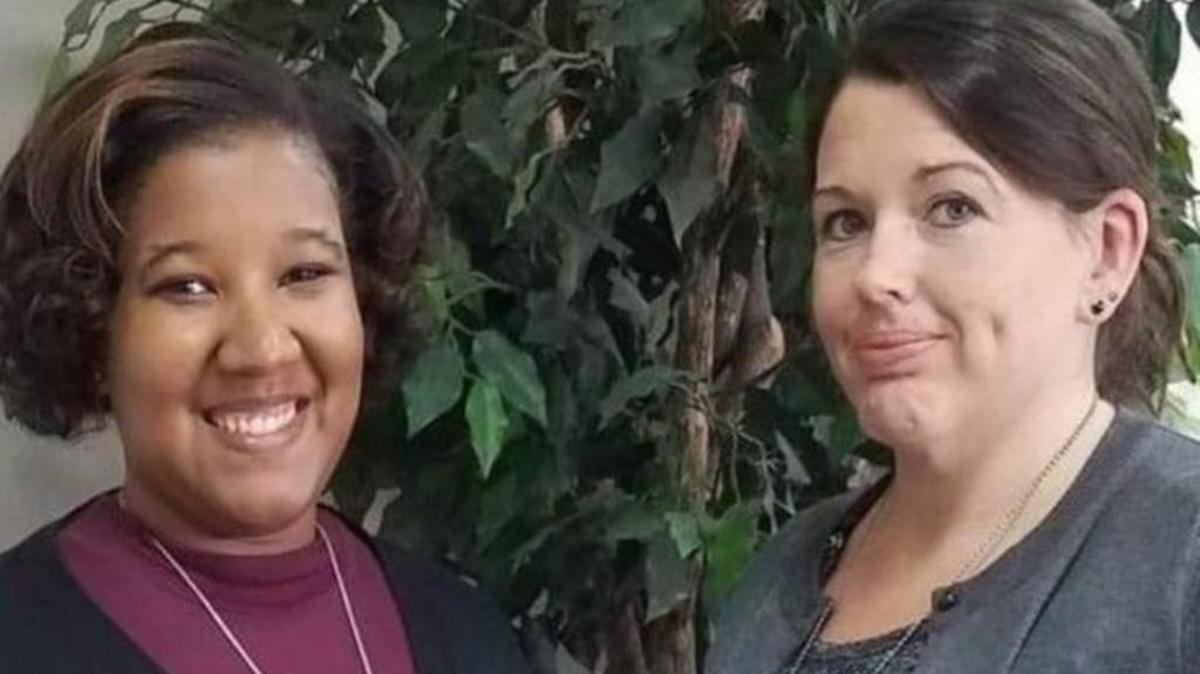 Columnist Amber Duke, left, and friend, Amanda Hall, who recently got her voting rights restored