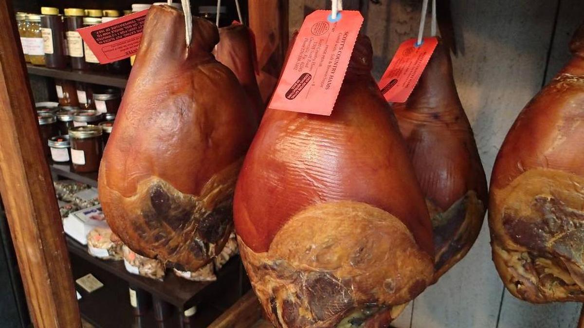Kentucky country hams at Scott Hams in Greenville.