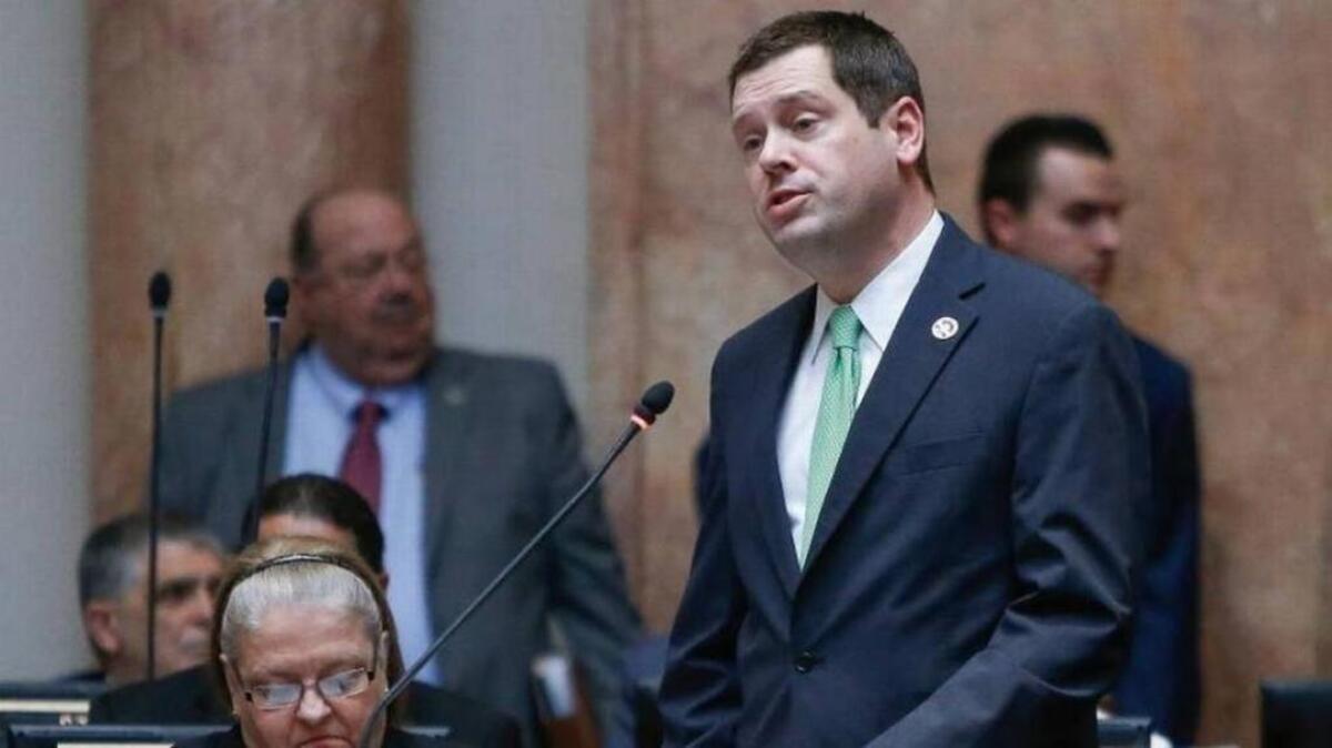Rep. Steven Rudy, R-Paducah, addresses the House on March 1.