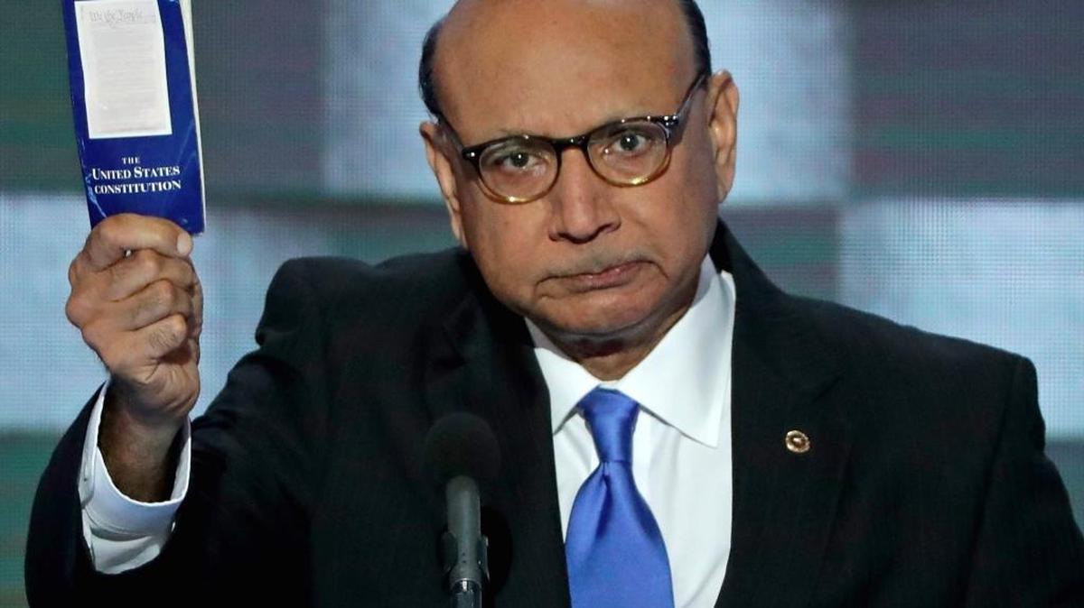 Khizr Khan, father of a Marine killed in Afghanistan, spoke during the Democratic National Convention, challenging GOP president Donald Trump to read the U.S. Constitution.