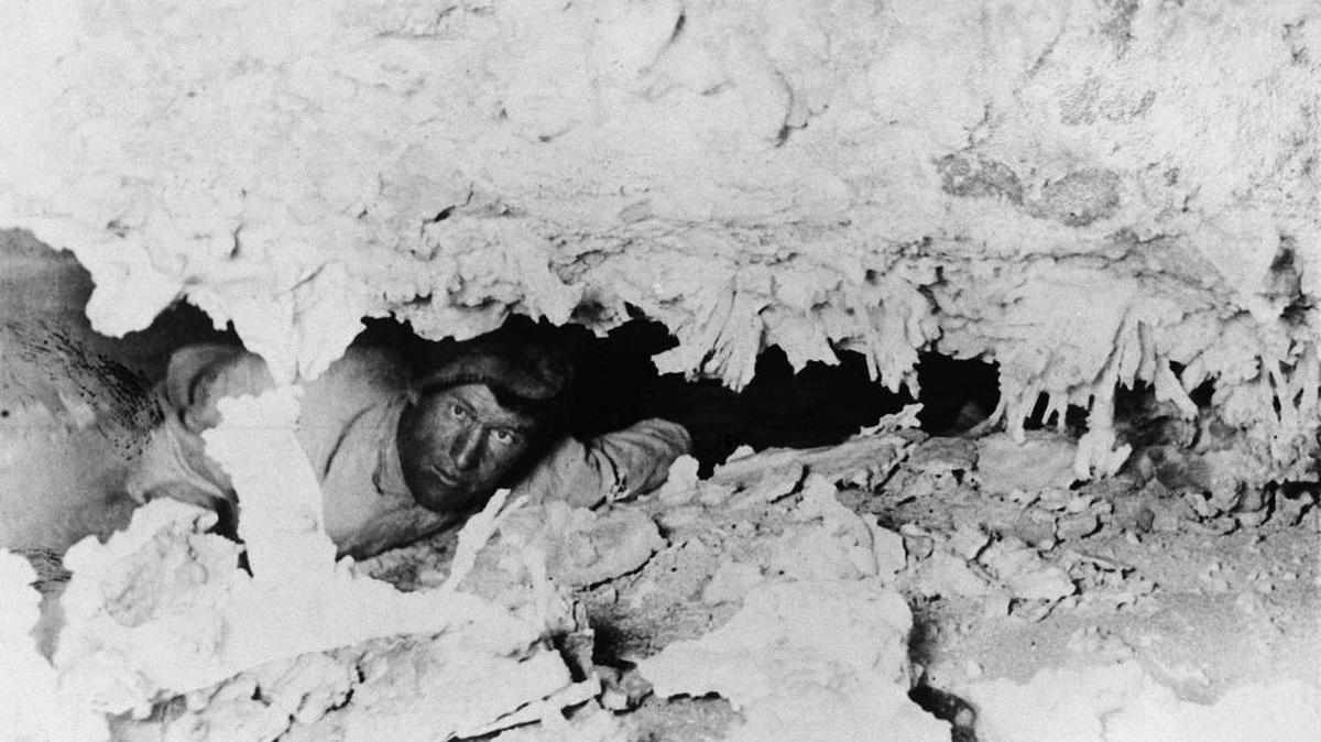 This shot was made a short time before highly regarded caver Floyd Collins’ last venturesome journey through the mazes of Sand Cave, in Cave City, Ky., on Feb. 9, 1925. The failed rescue attempt attracted broad media attention, similar to the recent Thailand cave rescues.