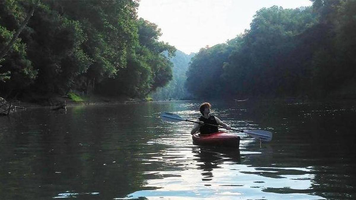 Kayaker navigated on the Green River, which runs through Kentucky’s Mammoth Cave National Park.
