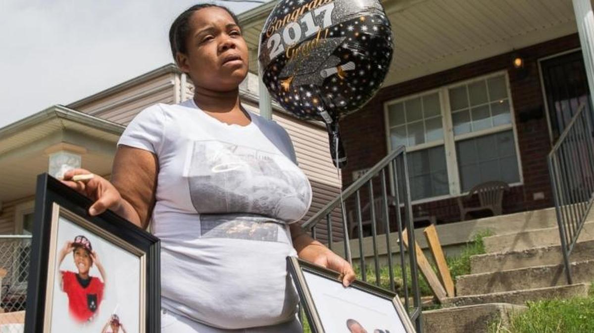Louisville resident Tonya Hobbs Gough mourned the loss of her son Dequante Hobbs Jr., age 7, killed last month after being shot in the head by a stray bullet fired in a nearby altercation. The boy was struck as he played on his iPad and ate cake at his kitchen table, police said.