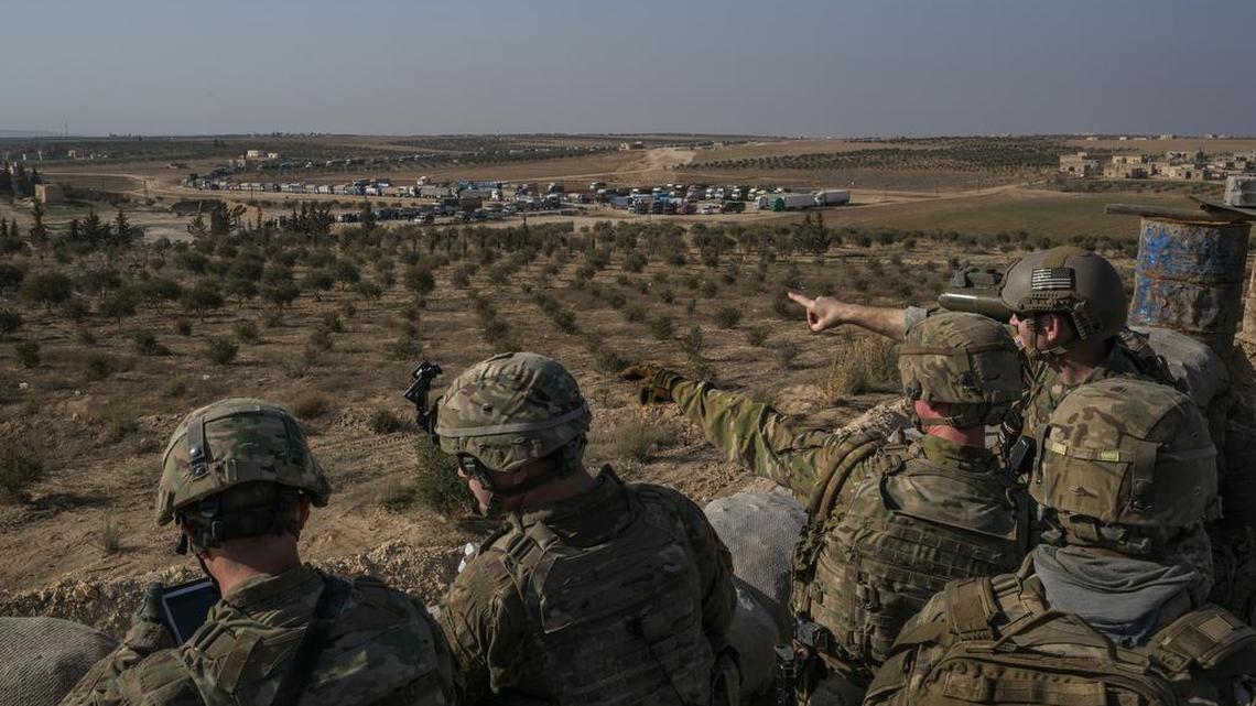 U.S. Special Forces soldiers at a front line outpost outside Manbij in February. Sen. Lindsey Graham (R-S.C.), a prominent Republican critic of President Donald Trump’s plan for a 30-day troop withdrawal of American troops from Syria, suggested that the pullout had been slowed.