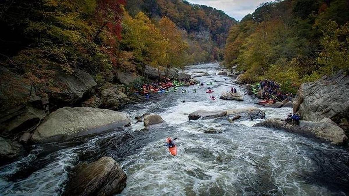 The Russell Fork of the Big Sandy River in Eastern Kentucky has some of the best whitewater rapids in the Southeast, drawing kayakers from around the world for some events.