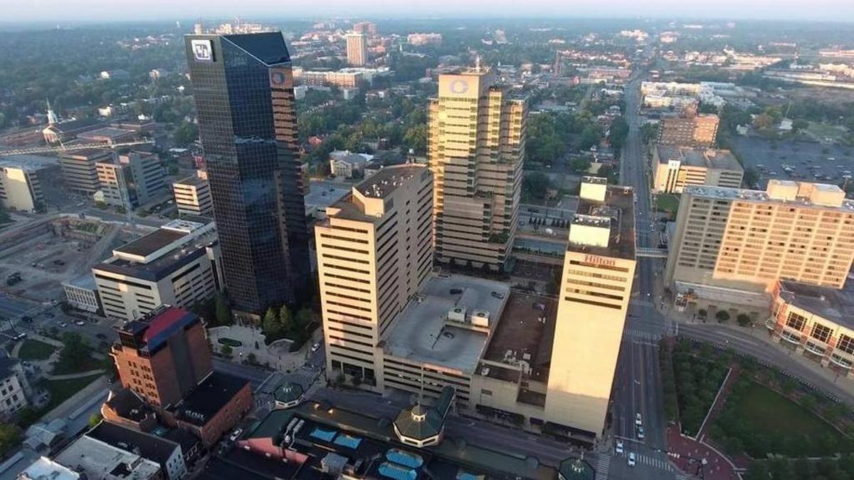Aerial shot of downtown Lexington