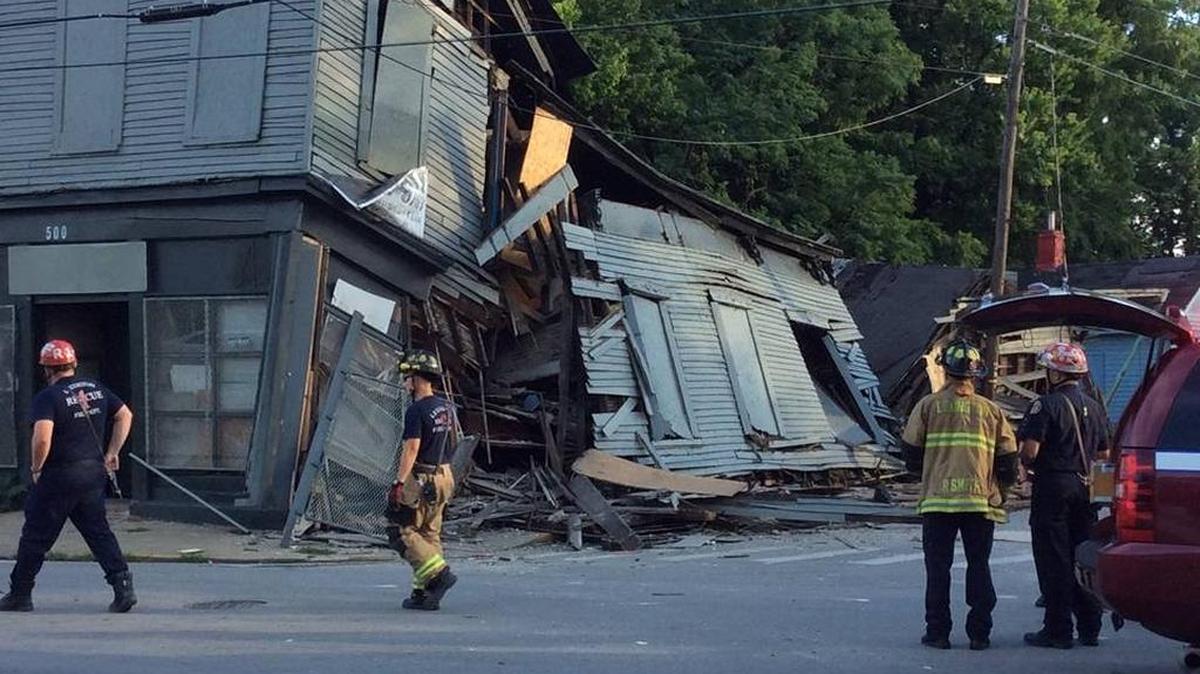 An abandoned building at Third and Race streets in the East End neighborhood collapsed last summer.