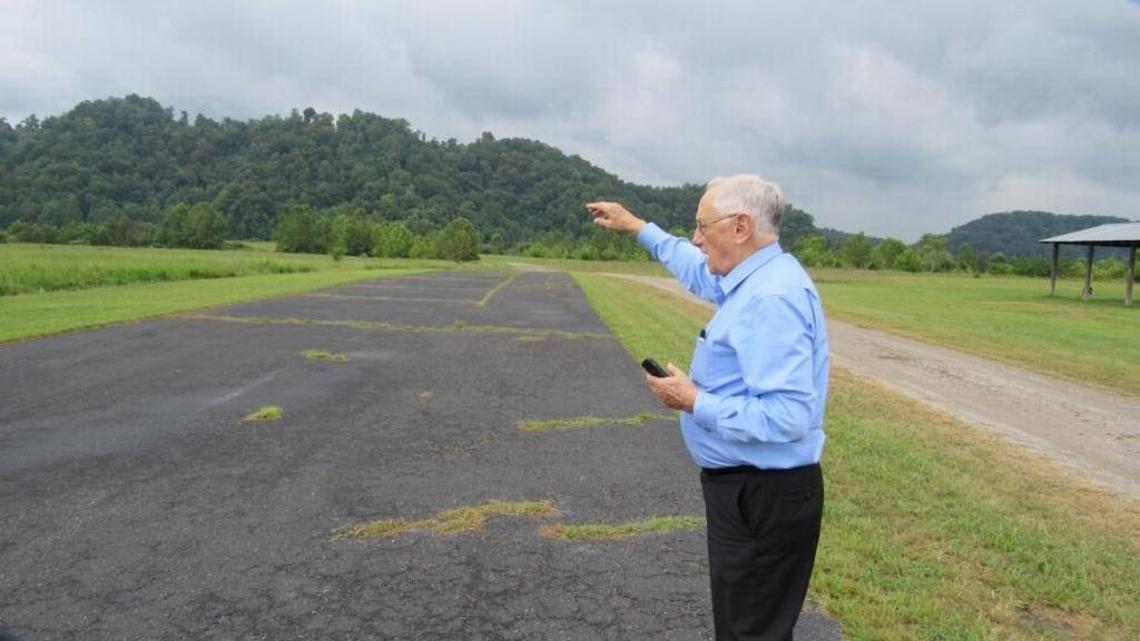 Elwood Cornett, a retired educator who has helped lead the the effort to have the federal government build a high-security prison in Letcher County, in 2015 showed the preferred site for the prison, on a spot flattened by surface mining at Roxana.