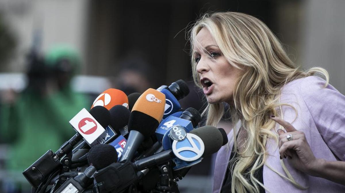 Stephanie Clifford, the porn star known as Stormy Daniels, spoke to reporters April 16 after a hearing involving Michael Cohen, President Donald Trump’s now-former personal lawyer. Cohen said in open court that Trump directed him to pay Clifford money not to tell the world that they had sex.