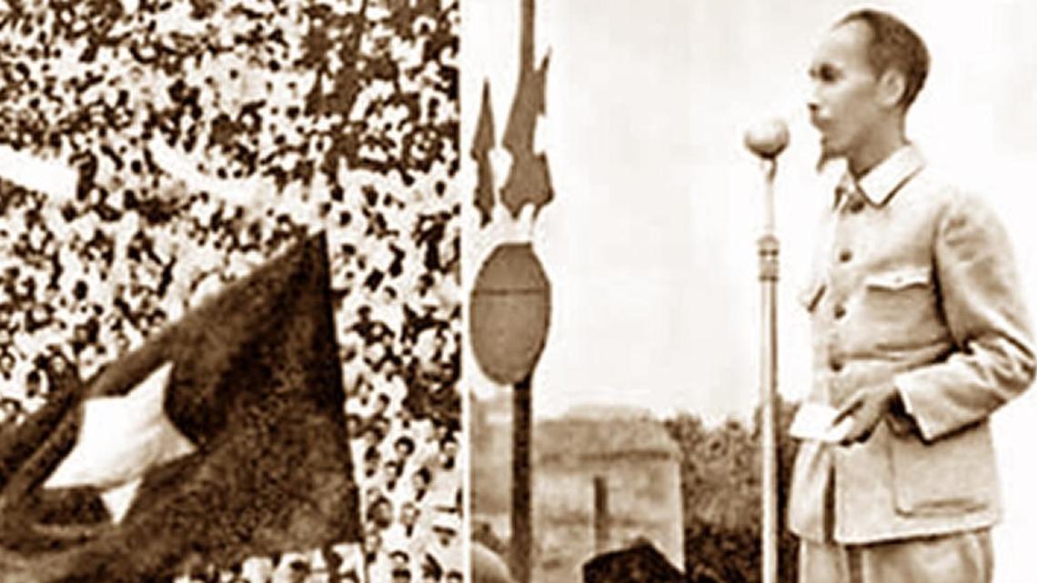 President Ho Chi Minh reading Vietnam’s Declaration of Independence, Sept. 2, 1945.