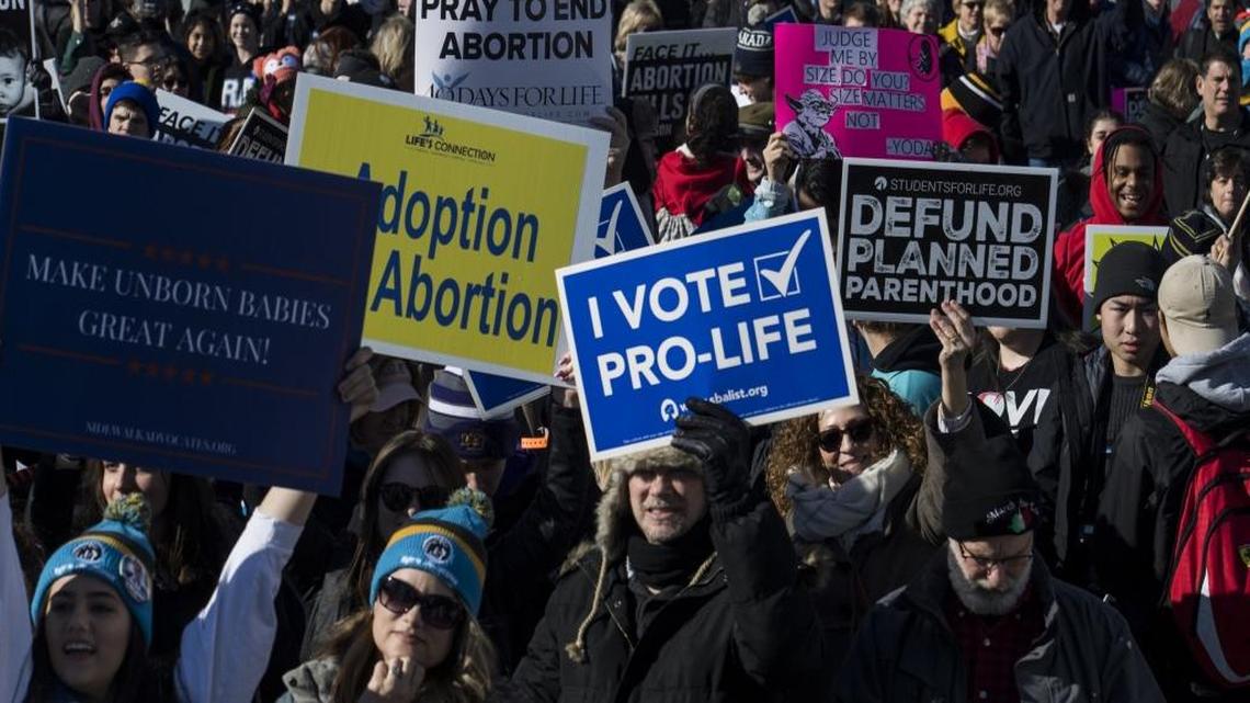 Thousands of people gather on the National Mall during the March for Life on Jan. 19 in Washington.