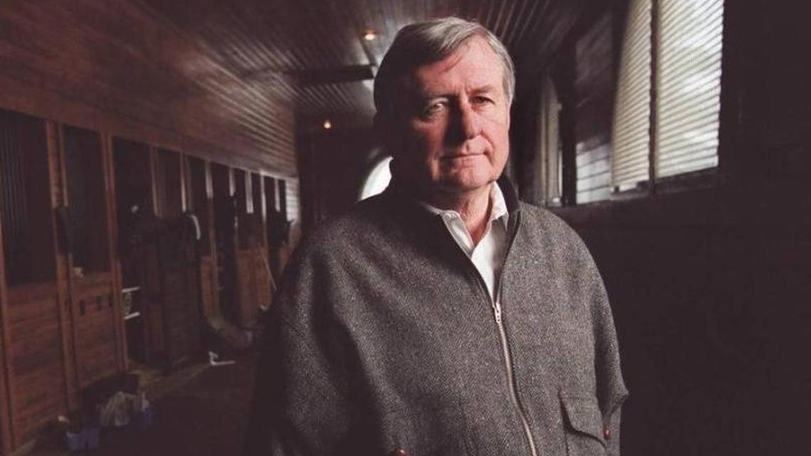 Don Ball in 2000 in the training barn at his Donamire Farms, where some scenes from “Simpatico” were filmed. Ball, a home builder and philanthropist, died Friday at age 81. He was buried Tuesday.