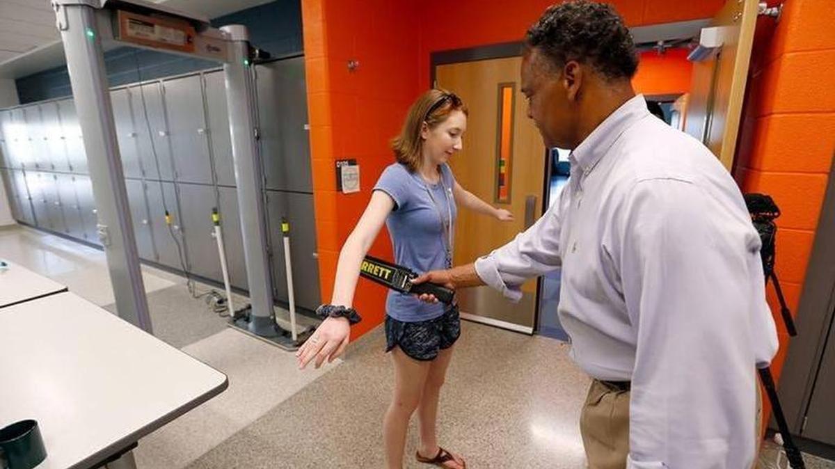 Lexington’s Frederick Douglass High School installed walk-through metal detectors and begun the use of hand-held security wands in May.