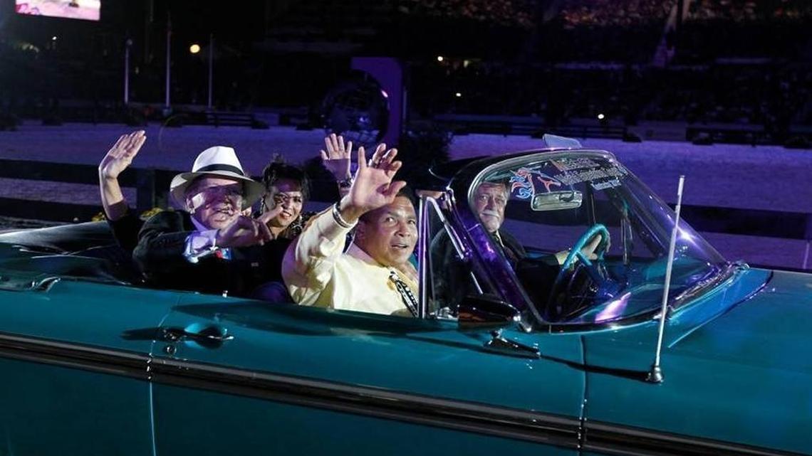 Muhammad Ali was driven around the stadium in a 1962 Ford Fairlane during the opening of the 2010 Alltech FEI World Equestrian Games at the Kentucky Horse Park.