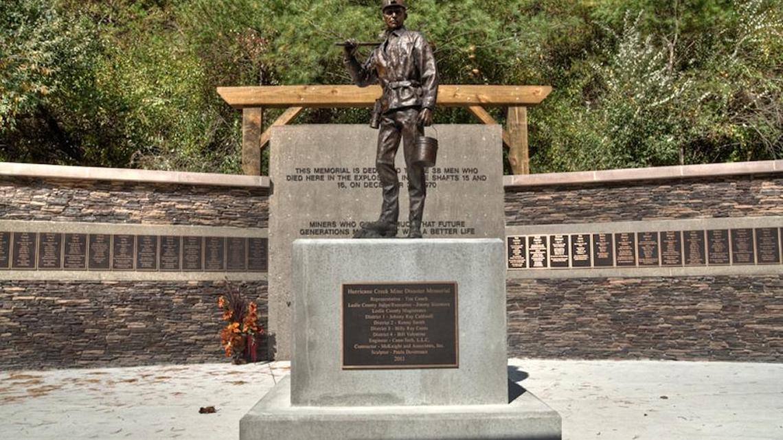 The city of Hyden includes a memorial to the 38 miners killed at Hurricane Creek in Leslie County, 45 years ago today.