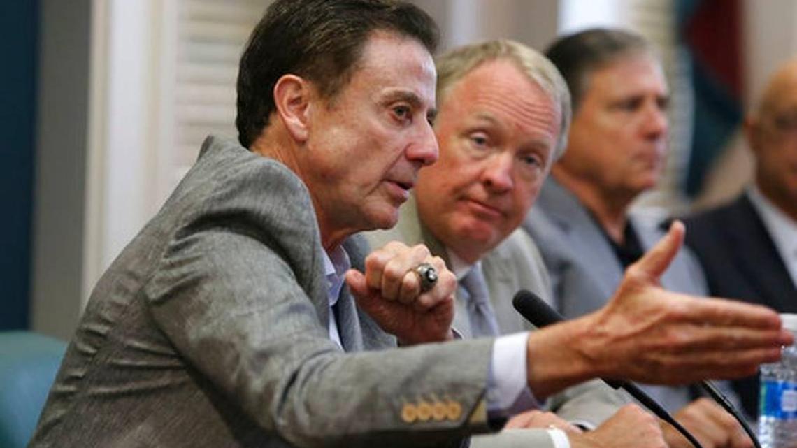 University of Louisville basketball coach Rick Pitino, at a June 15 press conference, criticized NCAA penalties following an investigation into a former staffer’s hiring of strippers to entertain players and recruits.