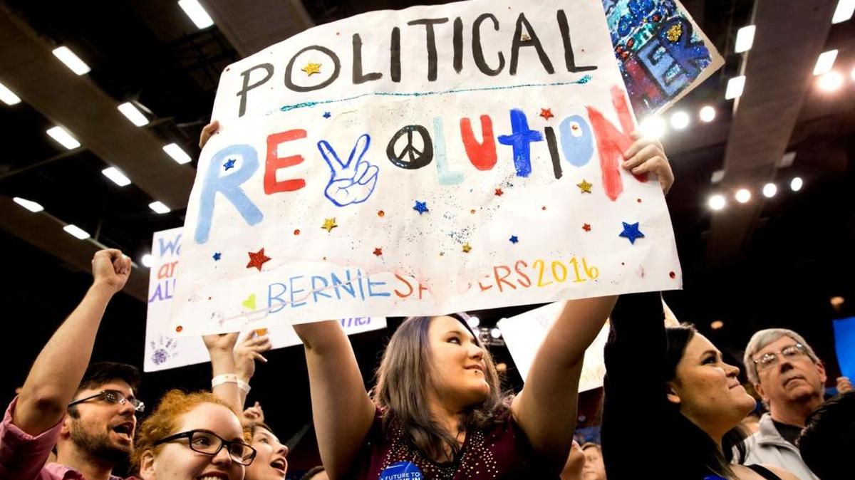 Supporters of Democratic presidential candidate Sen. Bernie Sanders celebrated during a Feb. 28 rally in Oklahoma City.