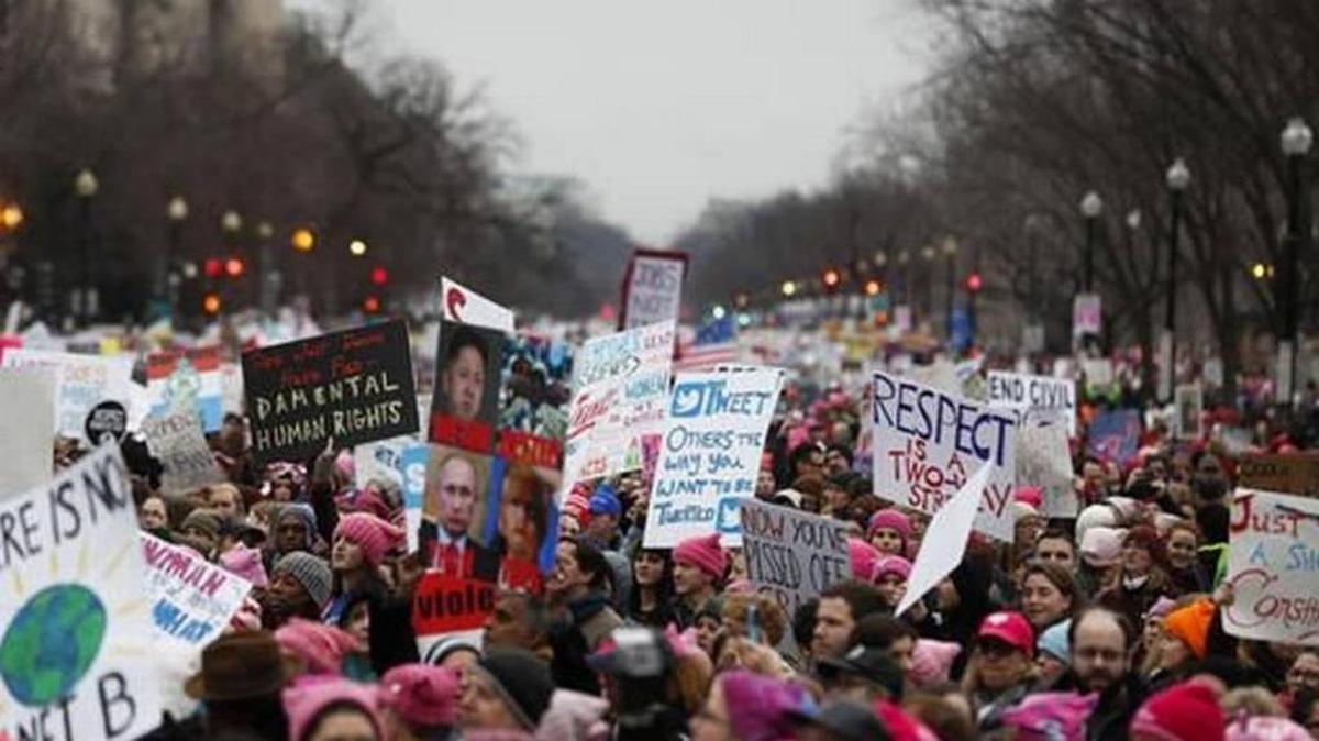 A crowd moved along Constitution Avenue during the Women’s March on Washington, Jan. 17, 2017, the first full day of Donald Trump’s presidency.