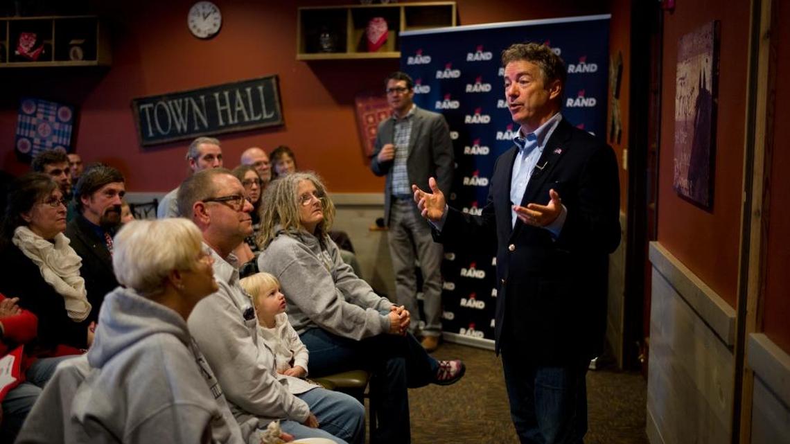 Republican presidential candidate Sen. Rand Paul, R-Ky., speaks during a Friday campaign event in Ottumwa, Iowa.