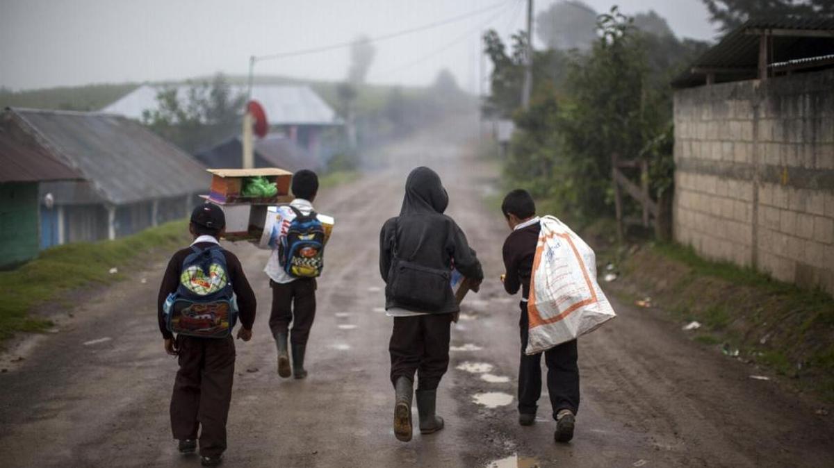 School children in San Jose Las Flores in the northern Cuchumatanes mountains of Guatemala.