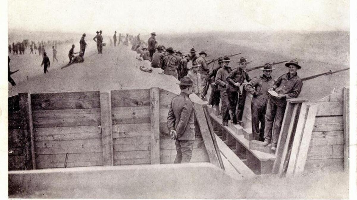 A view of a rifle range at Camp Zachary Taylor in Louisville during World War I