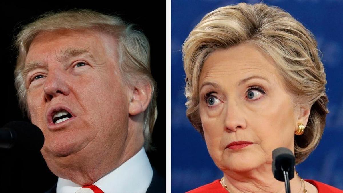 Donald Trump left, and Hillary Clinton