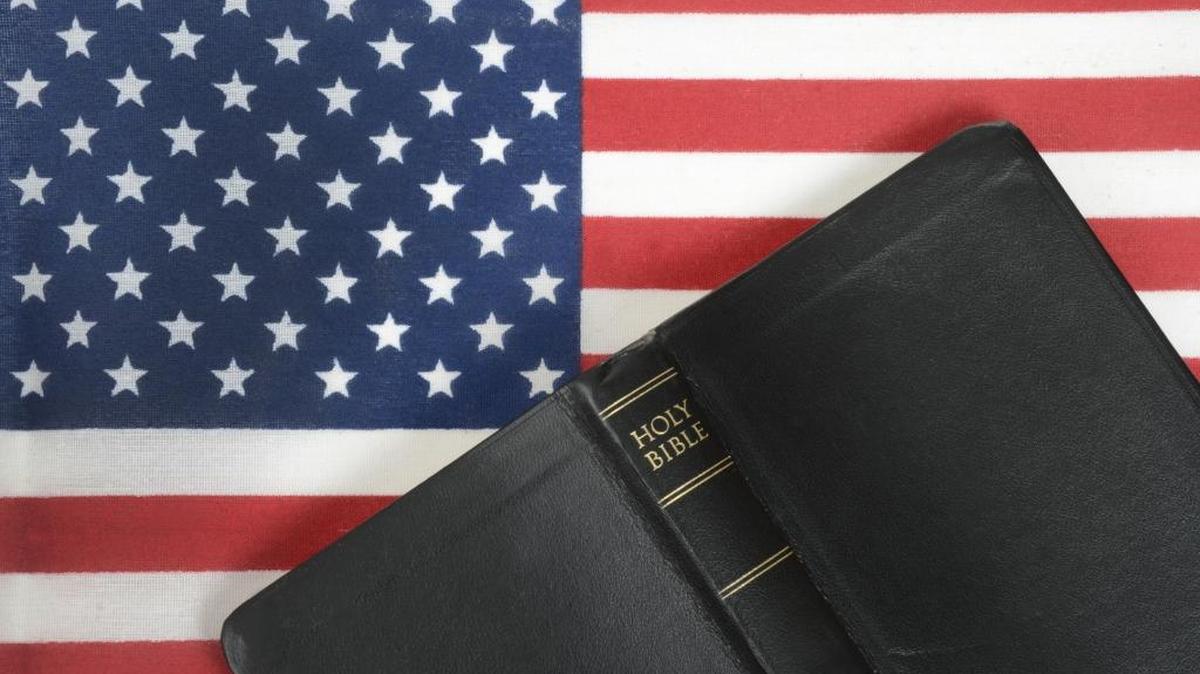 bible and American flag background
