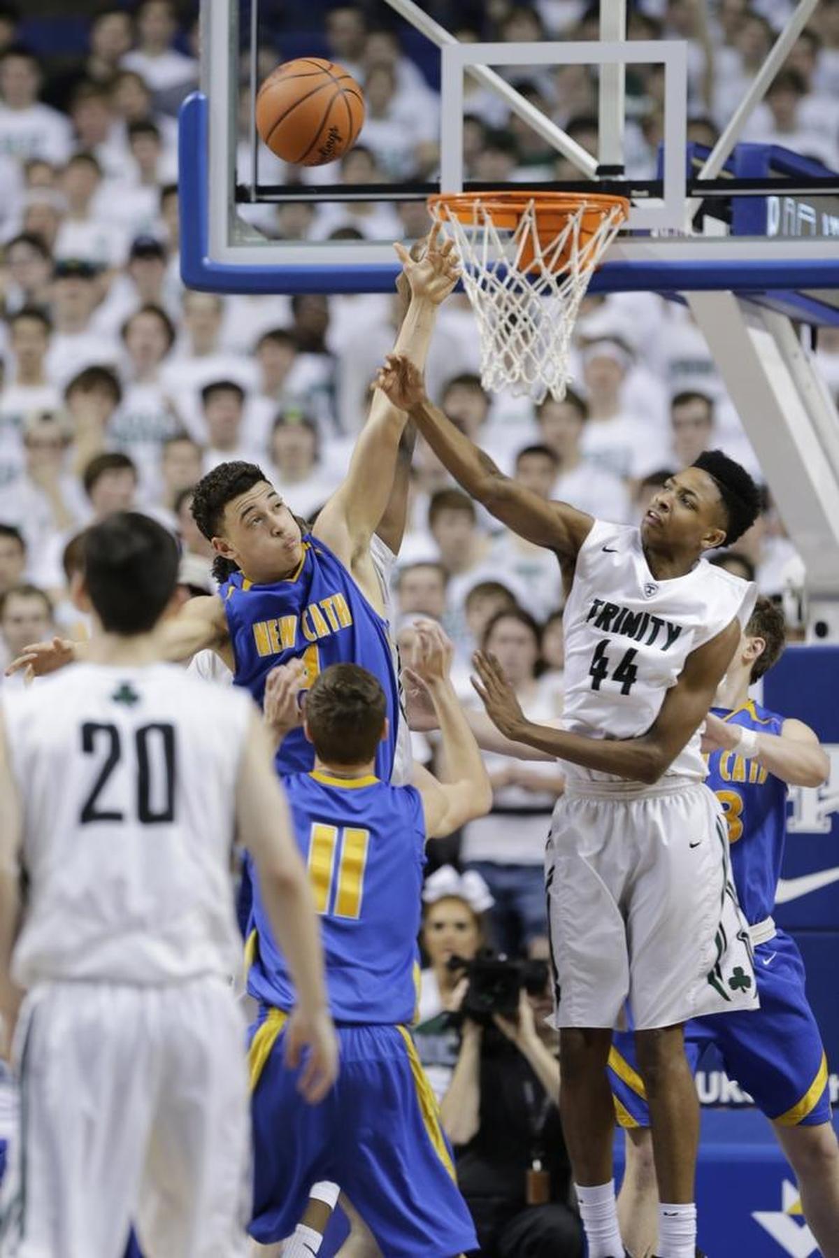 Trinity guard David Johnson, right, played in the Sweet Sixteen in Rupp Arena in 2016.