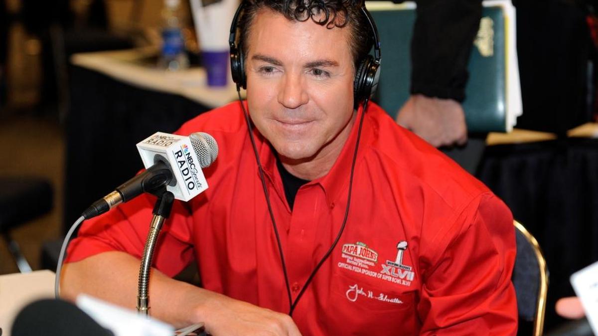 Papa John's Founder, Chairman and CEO John Schnatter, looks on at the NFL Media Center, promoting Papa John's Super Bowl XLVII Coin Toss Experience, Thursday, Jan. 31, 2013, in New Orleans.