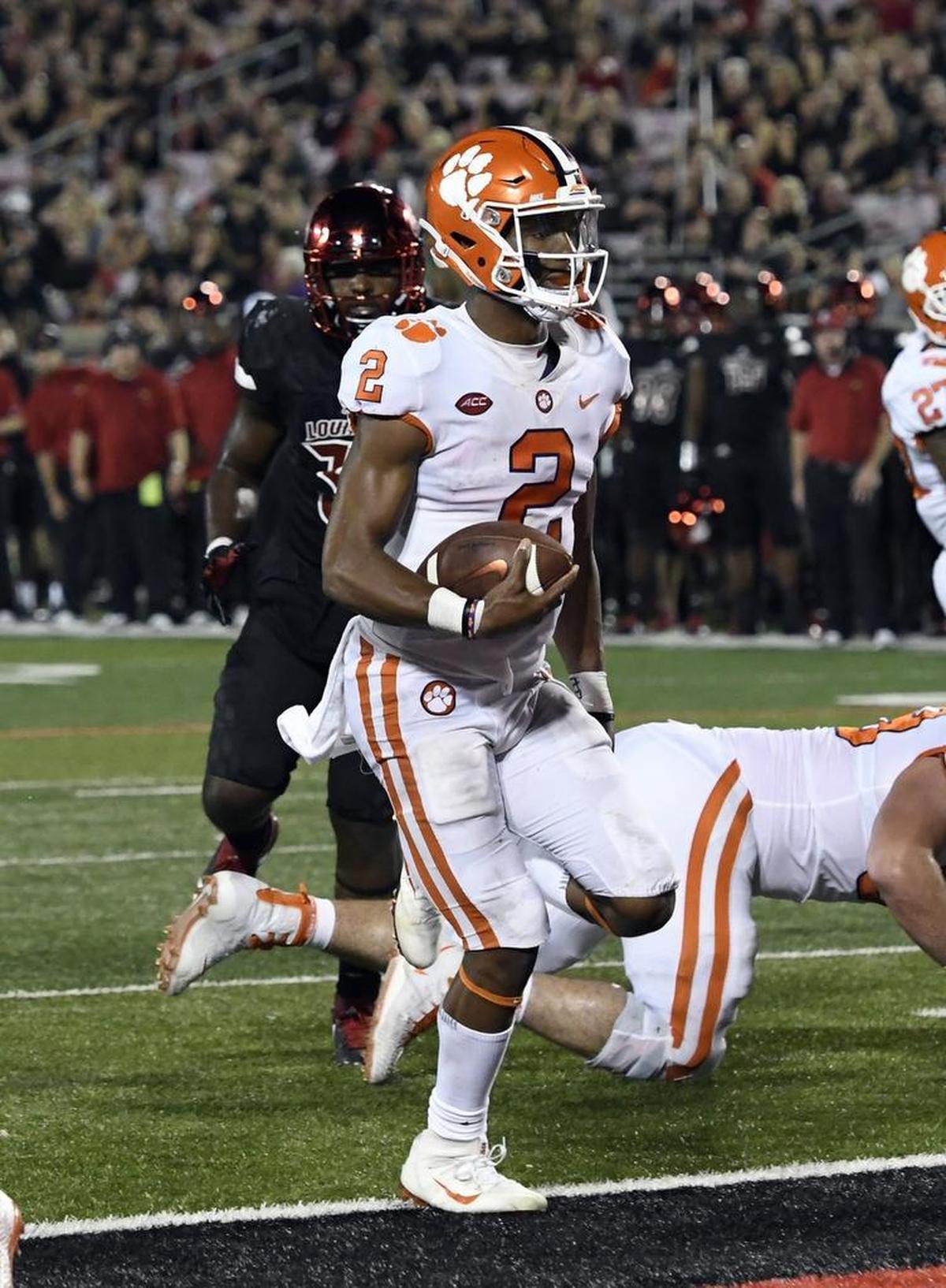 Clemson quarterback Kelly Bryant scored during the second half.